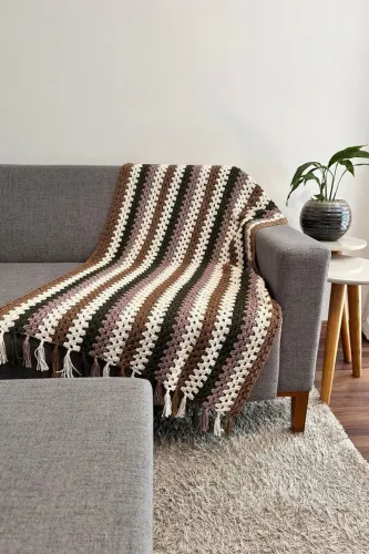 Manta de crochê artesanal para sofá