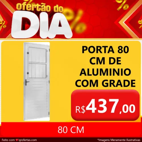 CENTRAL ALUMINIO - PORTA DE ALUMINIO 210 X 80 COM GRADE - LADO DIREITO OU ESQUERDO