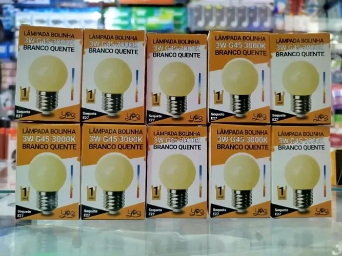 Lâmpada bolinha branco frio 6000k ou branco quente 3000k (Distribuidor Jk Eletrônicos)