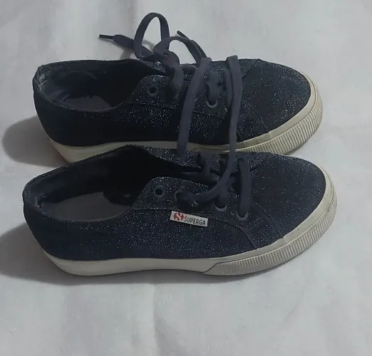 Tenis Superga azul Gliter 35 Lindo