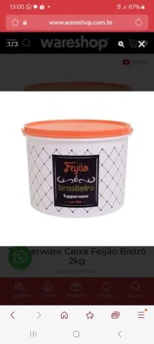 Tupperware de feijão bistro nova 2,4 litros 