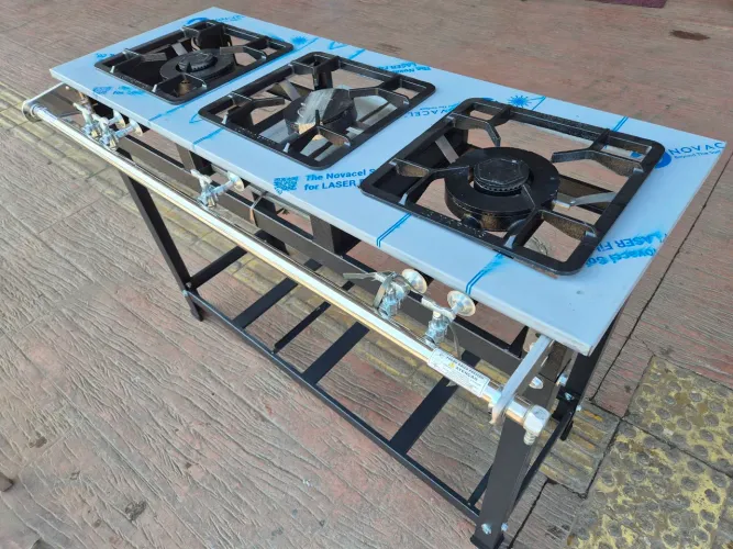 Fogao 3 bocas 30x30 com tampo inox