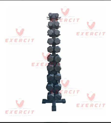 Torre de halteres 1 a 10 Kg Ferro Sextavados + Suporte