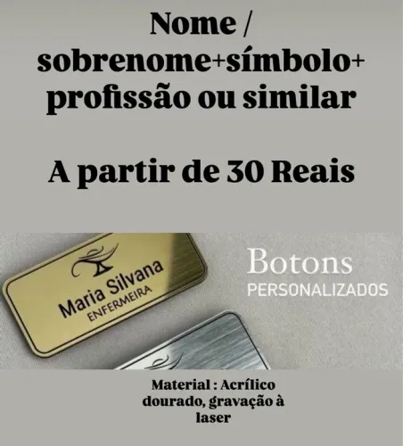 Botton e artigos personalizados , à laser e impressão 3D
