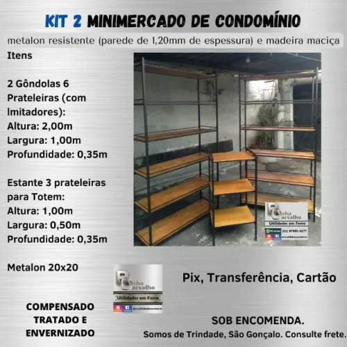 Kit 2 Gôndolas para Mercado / Comércio/ Condomínio. Sob Encomenda.