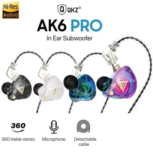 Fone de Ouvido Profissional QKZ AK6 PRO Cabo Removível com Retorno de Palco P2