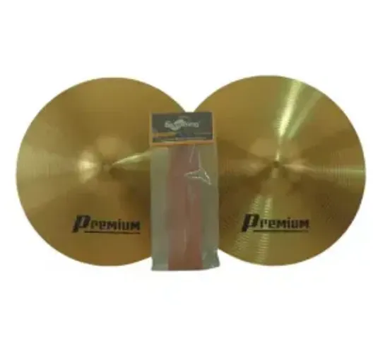 KIT 7 de setembro Pratos Chimbal Hihat Brass (par) + Fanfarra Correia Marcial Dourado