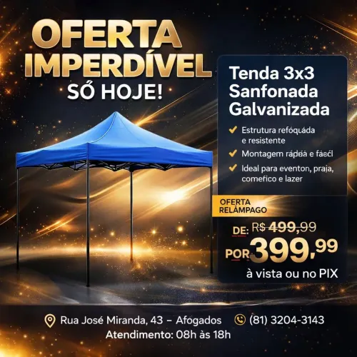 Tenda sanfonada 3x3 Galvanizada 
