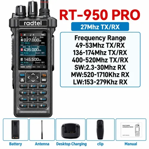 Rádio Comunicador Ht Vhf Hf Uhf walkie-talkie Radtel Rt950pro