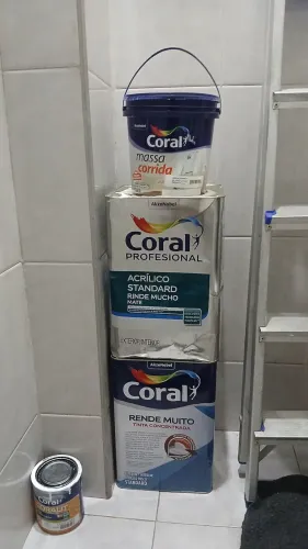 Duas latas de tinta 18 litros e massa coral pouco uso