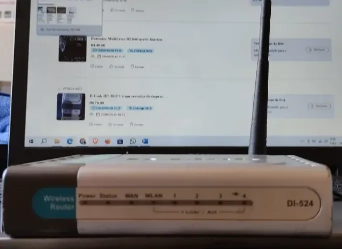 Roteador D-Link DI-524 USADO FUNCIONNDO COM FONTE