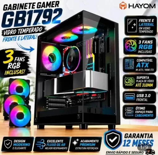 PC Gamer Barato i3 8GB SSD 128GB Gabinete Gamer RGB 4ª Geração