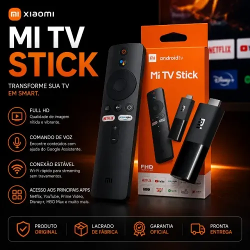 Mi TV Stick Xiaomi Full HD Com Android TV e Controle por Voz