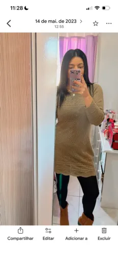 Vestido crochê nude com forro