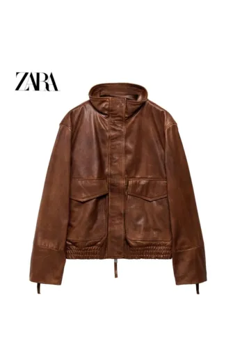 Jaqueta bomber zara 100% couro legítimo 