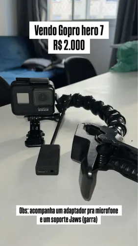 Gopro hero7 (acompanha adaptador de microfone e suporte Jaws)
