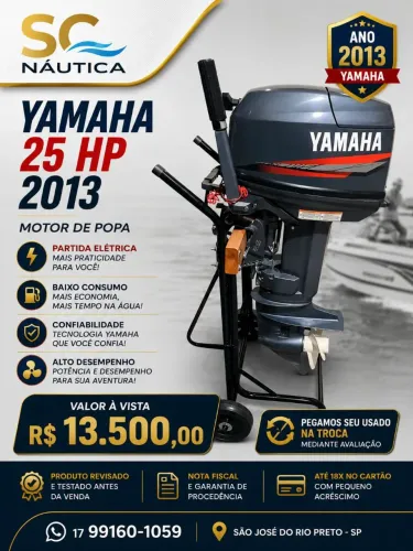 Motor de Popa 25 HP Partida Elétrica 2013