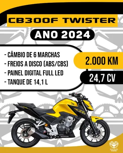 Honda CB 300F Twister - Ano 2024 (2000 Km)