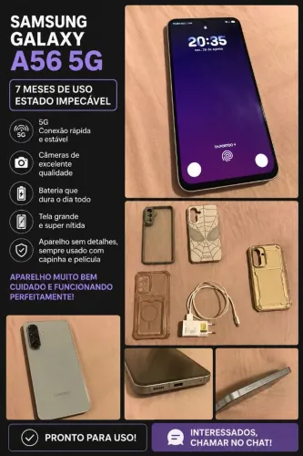 SAMSUNG A56 5G 256GB - 7 MESES DE USO, APARELHO IMPECÁVEL