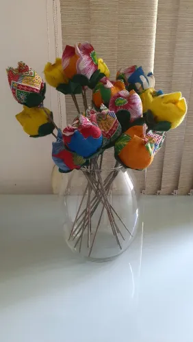 Decoração flores em tecido - minimo 6 und