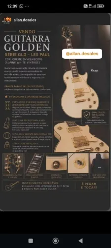 Guitarra Golden creme seis cordas