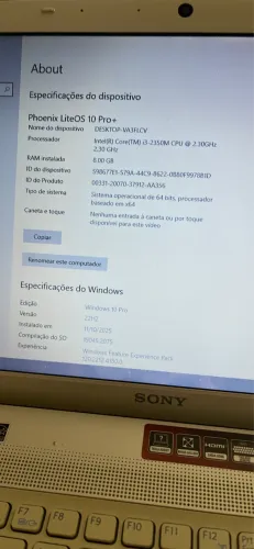 Vendo notebook Sony Vaio - 465 GB | Memória RAM 8 GB.