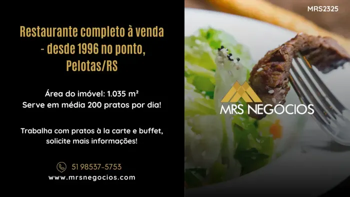 Restaurante completo à venda - desde 1996 no ponto, Pelotas/RS
