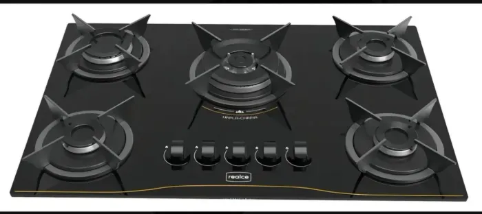 Cooktop 5 Bocas A Gás Tripla Chama Realce Cor Preto