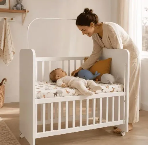 Mini Berço BabySense Com Grade Móvel + Colçhão