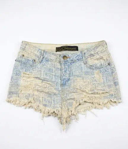 Minissaia Jeans Desfiada Assimétrica Degrant Com Estampa - Perfeito Estado!