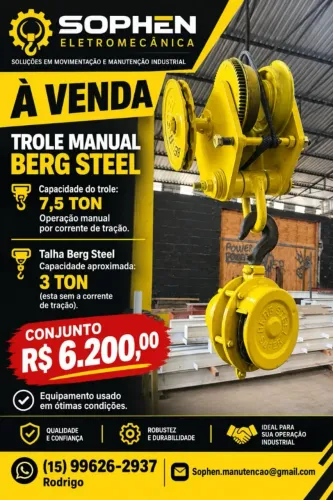 Talha de corrente com trole manual