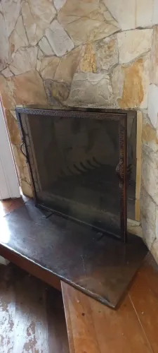KIT LAREIRA ANTIGO GRADE E BASE EM LATÃO/// R$2200,00 AS 3 PEÇAS