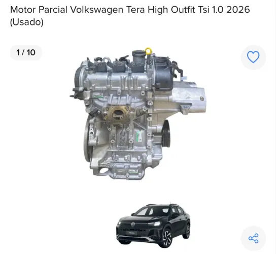 MOTOR PARCIAL COMPLETO VOLKSWAGEN TERA 1.0 TSI 2026 