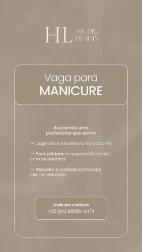 VAGA PARA MANICURE - HL STUDIO BEAUTY