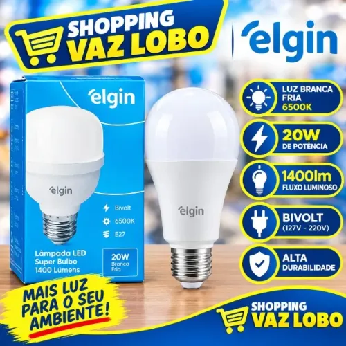 Lâmpada Super Bulbo Alta Potência Led 20w 6500k Elgin