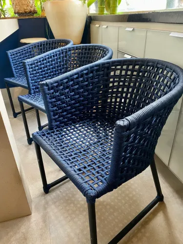 Cadeiras corda naútica azul 