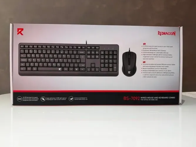 Kit Teclado e Mouse Redragon BS-7092 USB Multimídia 1200DPI Preto
