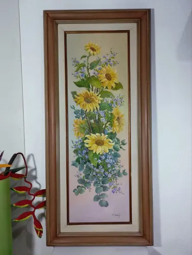 Óleo sobre Tela Girassóis - assinado.