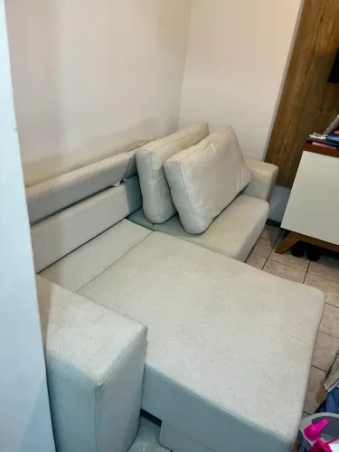 *Sofá cinza em linho* Usado