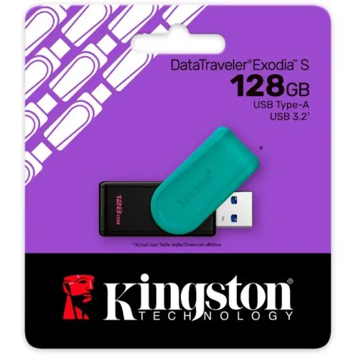 Pendrive 128gb Usb 3.2 Kingston Datatraveler Exodia s Turquesa - Dtxs *ENTREGA GRÁTIS*