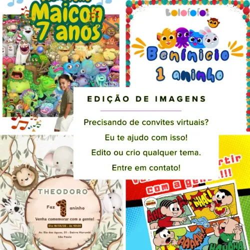 Criação e edição de convites virtuais e impressos (artes digitais)
