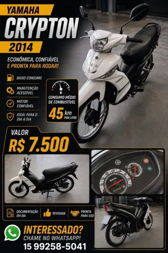 YAMAHA CRYPTON K 115CC 2014 BRANCA