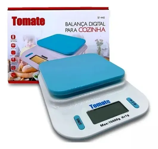 Balança de cozinha digital Tomate SF-440 pesa até 15kg azul