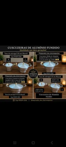 Cuscuzeira de Alumínio fundido tamanho M e G