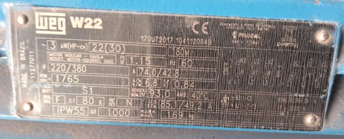 Motor 30 cv 4 polos trifásico 1760 rotações 