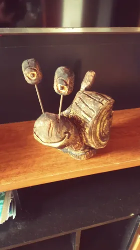 Caracol em madeira maciça -Arte rústica