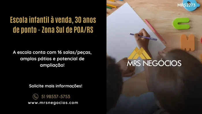 Escola infantil à venda, 30 anos de ponto - Zona Sul de POA/RS