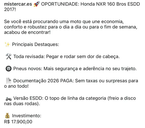 Moto nova , pegar e ser feliz 