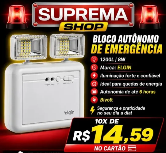 LAMPADA DE EMERGÊNCIA AUTONOMIA 6H BIVOLT 2 LUMINARIA