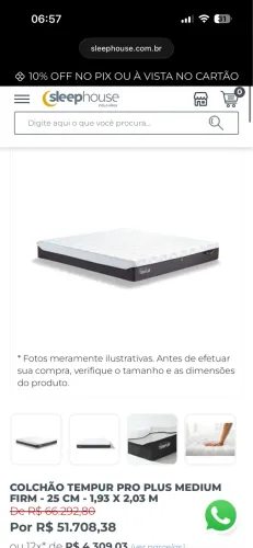 Colchão Tempur Pro Plus Medium Firm (25cm) - Estado de Loja (Usado 5x) + NF